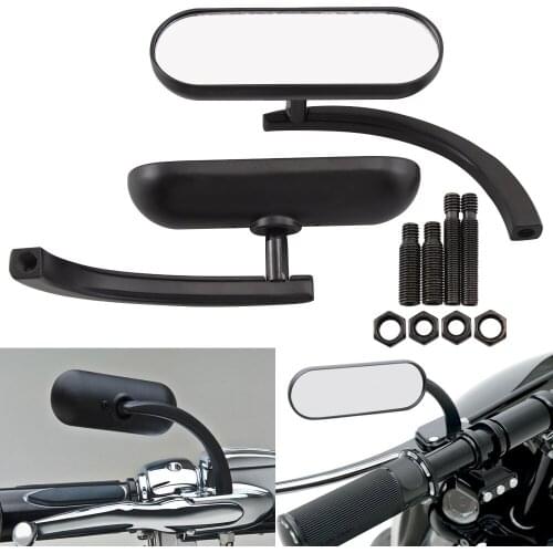 Universal Motorcycle Pair Mini Oval Side Mirrors For Harley-Davidson Dyna Electra Glide Fatboy Road King Softail Heritage