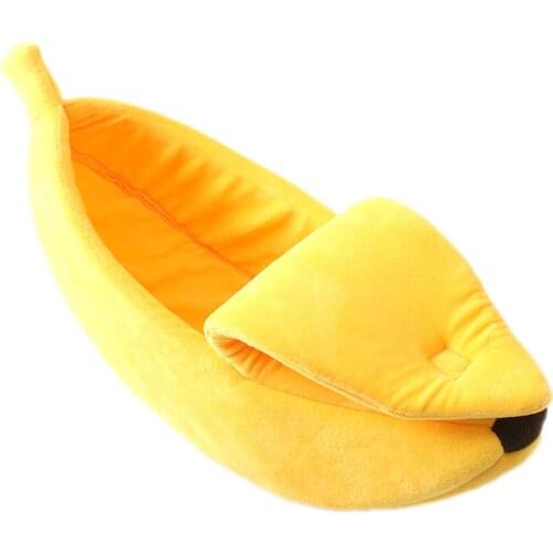 Funny Banana Shape Pets Cat Bed House Cozy Cute Banana Puppy Cushion Kennel Warm Portable Pet Basket Supplies Mat Beds