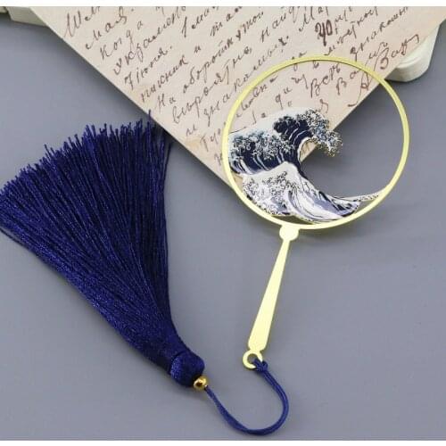 Japanese style wave bookmark surfing pendant holiday gift metal jewelry brass bookmark Kanagawa off the coast Art accessories