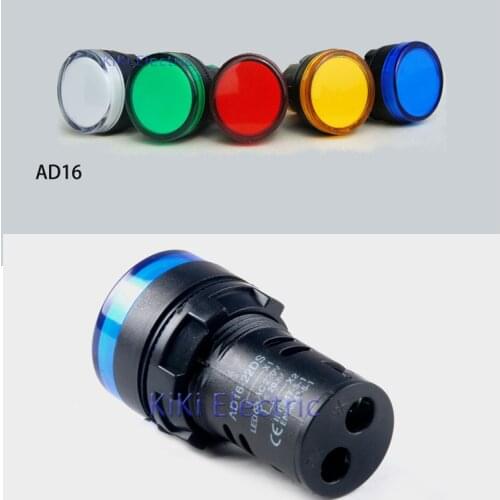 22mm Indicator light Green/Yellow/Blue/Red Led Indicator lamp 220v 12v 24V 220v 380v Elecrtric Signal Lamp AD16-22DS