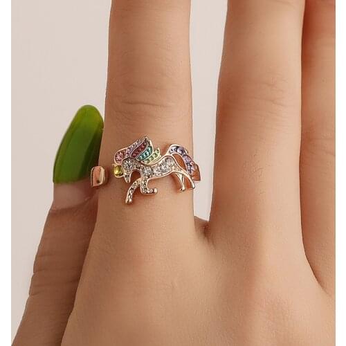 Unicorn Adjustable Silver Color Ring For Women Wedding Couple Rose Gold Rings For Female Fashion Jewelry Bague Femme Anillos