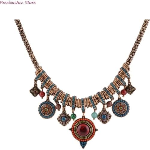 Bohemian Maxi Choker Statement Necklace Women Vintage Collar Collier Necklace Colorful Boho Crystal Turkey Jewelry