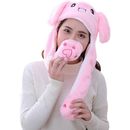 Animal Cartoon Stitch Girls Unicorn Hat Winter Women Hats Plush Moving Rabbit Ears Hat Childrens Cap Funny Gift For Baby