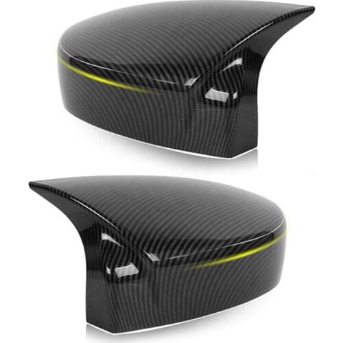 1 Pair Left & Right Side Door Rearview Mirror Cover Trim Cap Car ABS Carbon Fiber Style Fit for Mazda 3 2014 2015 2016