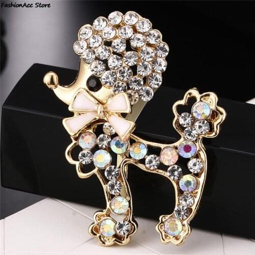 1Pc Womens Rhinestone Puppy Dog Garment Brooches Jewelry Delicate Animal Pin Brooch Accessories