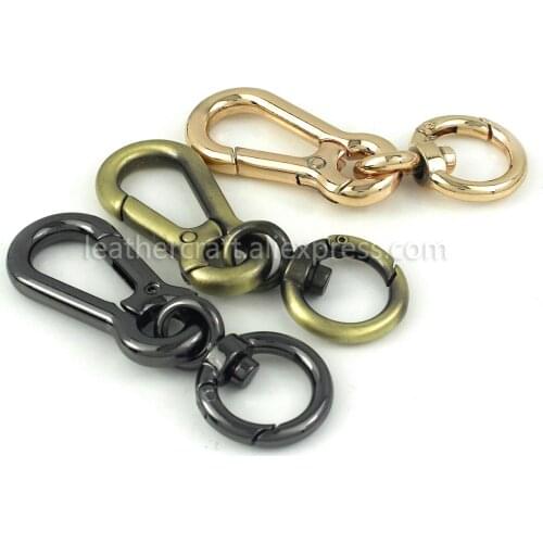 1x Metal Swivel Eye Snap Hook Spring Gate Trigger Clasps Clips for Leather Craft Belt Strap Webbing Keychain Hooks