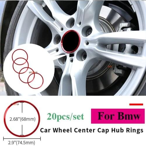 20pcs/lot For E60 E90 F10 F30 F15 E91 E92 E93 F02 E63 E64 Blue/red/gold/silver Car Wheel Center Cap Rings Wheel Hub Decoration