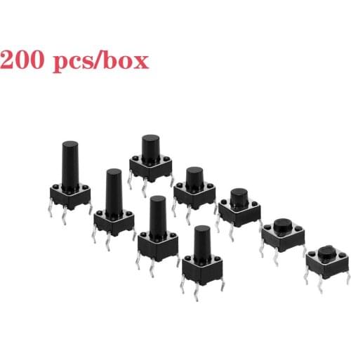 200 pcs/box 6x6 Panel PCB Momentary Tactile Tact Push Button Micro Switch Light Touch Keys Keyboard