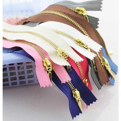 3# 3pcs 15cm metal brass closed-end auto lock zippers for pocket bags