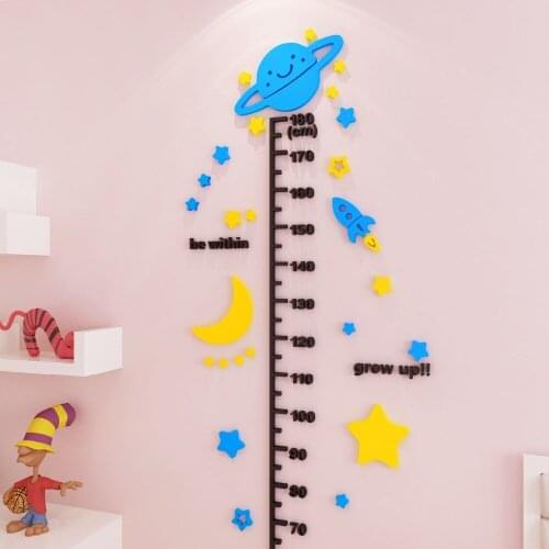 Kids Room 3D Wall Sticker Cartoon Moon Star Height Measure Wall Stickers DIY Child Growth Chart Ruler Acrylic Decals Wall Decor