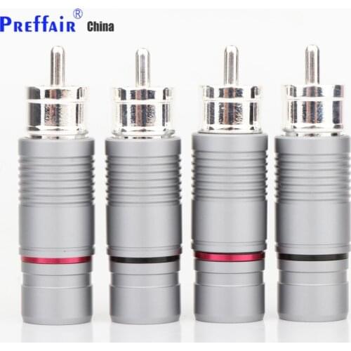 4PCS Silver Shadow audio RCA connectors plug with silver plated for Audio interconnect cable