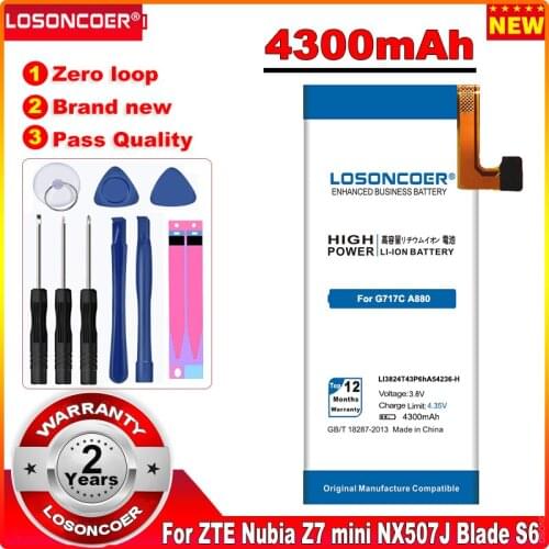 4300mAh LOSONCOER LI3824T43P6hA54236-H Battery for ZTE Nubia z7 mini Z7 mini NX507J Blade S6 5.0 inch G717C G718C battery