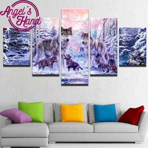 5pcs Snow wolf Full,Diamond Embroidery,5D,diy Diamond Painting,Cross Stitch,Diamond Mosaic,pattern,sitting room decor stickers