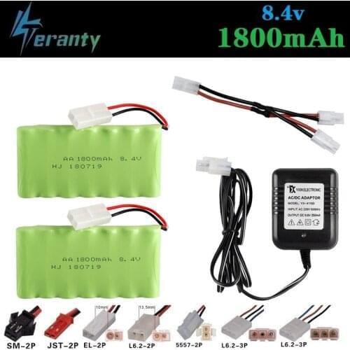 8.4v 1800mah Rechargeable Battery + 8.4v Charger For Rc toy Cars Tank Robots Gun RC Boats AA Ni-MH 8.4v 700mah NiMH Battery Pack