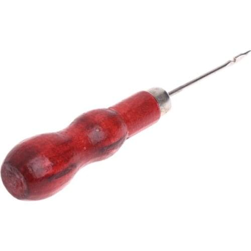 83XC Jewelry Awl Repair Tools Stainless Steel Wood Handle Bead Punches Sewing Pliers