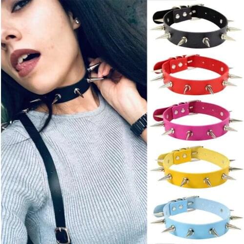 Accessories European and American style nightclub PU leather creative necklace rivet spiked collar collar clavicle chain