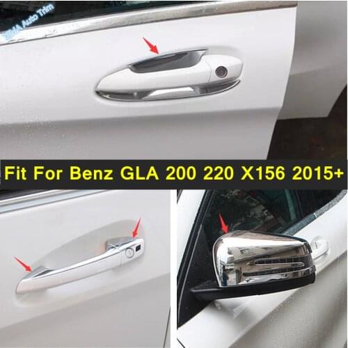 Car Styling Door Handle + Doorknob Bowl / Rearview Mirror Shell Cover Trim Fit For Mercedes-Benz GLA 200 220 X156 2015 - 2017