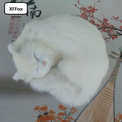 White real life sleeping cat model plastic&furs simulation cat doll gift about 25x20x11cm xf1343