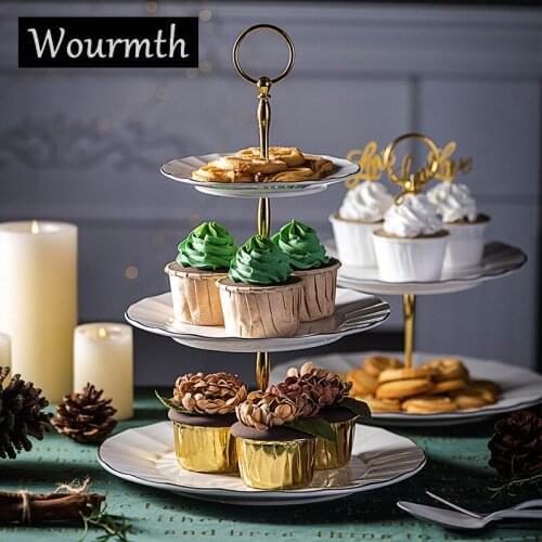 Creative Fruit Plate Two/Three-layer Cake Rack Ceramic Fashion Tableware Multifunction Snack plates Party Supplies Cake Disc