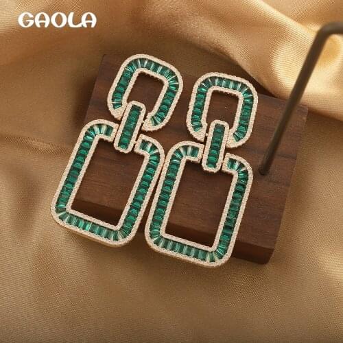 Geometric Hollow Super Shiny Luxury Earrings for Women Huge Color Earrings Bridal Wedding Fashion Jewelry Boucle Oreille Femme