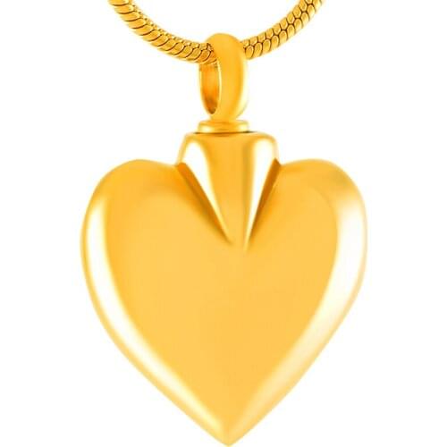 IJD9413 High Quality Golden 316L Stainless Steel Blank Engravable Heart Cremation Urn Pendant Keepsake Memorial Ashes Jewelry