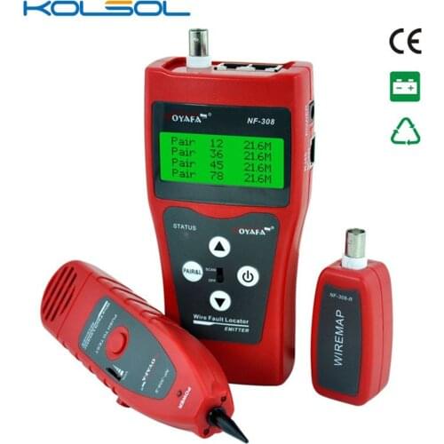 Kolsol NF308 LAN Network Ethernet monitoring Cable Tester LCD Wire Fault Locator BNC USB RJ45 RJ11 Tracker Test Red Color