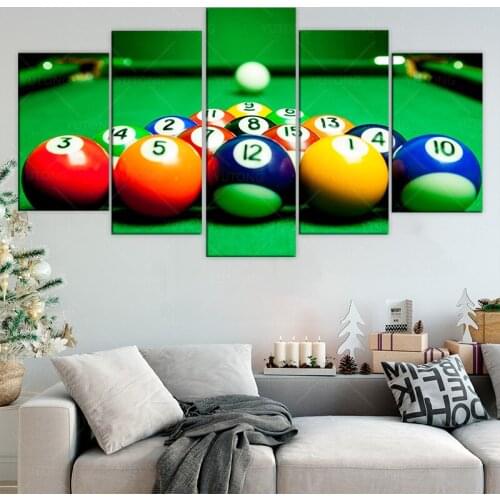 Canvas Paintings Wall Art Home Decor For Living Room 5 Pieces Snooker Pool Sports Poster Modular HD Printed Pictures Framework