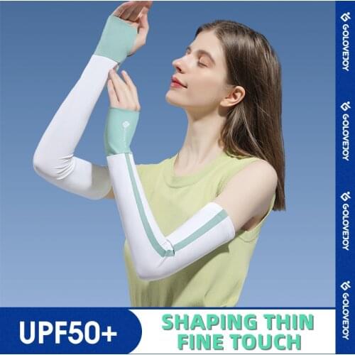 Summer Arm Sleeves Stripe Contrast Design UV Protection Breathable Ice Silk Sunscreen Driving Gloves Colorful Wicking Arm Guard