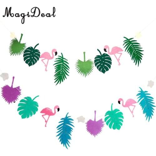 MagiDeal Hawaiian Tropical Leaves Flamingo Bunting String Light Garland Party Decor Summer Beach Party Flamingo Banners