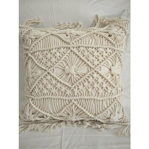 Cushion Covers 100% Cotton Linen Macrame Hand-Woven Thread Pillow Covers Geometry Bohemia Style Pillowcase Home Decor 45*45cm