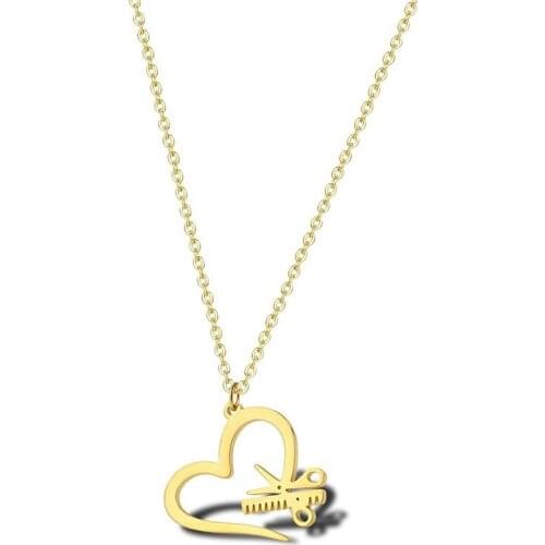 RIR Unique Compact Love Scissors Necklace Rose Gold Scissors Charm Pendant Hairdresser Beautician Graduation Gift