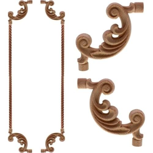 RUNBAZEF Vintage Unpainted Wood Carved Decal Corner Onlay Applique Frame for Home Furniture Wall Cabinet Door Decor Crafts