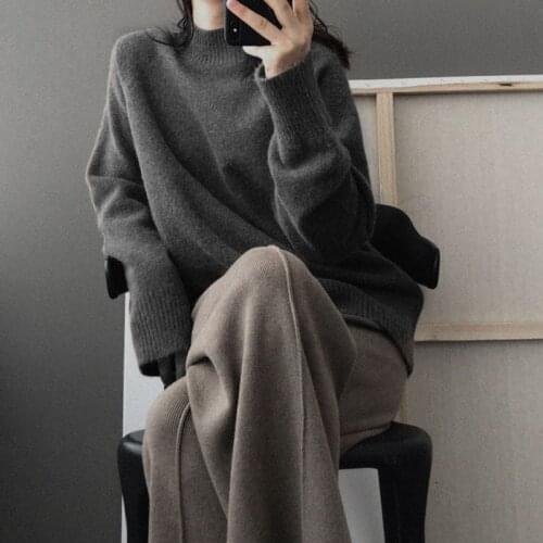 Oversized Sweater Women Knitted Winter Thick Turtleneck Warm Pullover Sweater Long Sleeve Loose Jumper Rabbit fleece Sweater