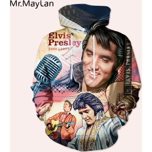 Singer The King Elvis Presley 3D Hoodies Men/women Hipster Streetwear Outfit Spring Boy Hiphop Hood Sweatshirts Tops Clothes D-2
