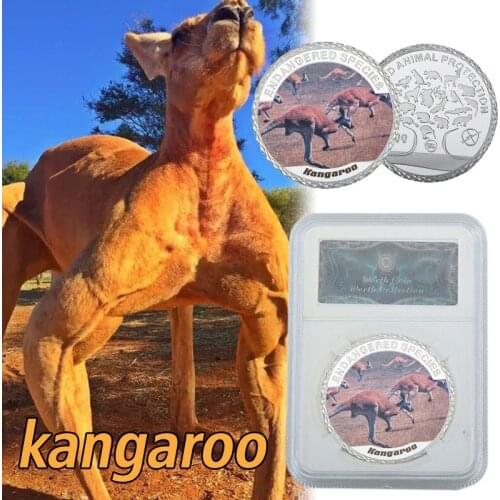 WR Australia Silver Coin Wild Life Kangaroo 999.9 Silver Plated Metal Coins Art Ornament with Security Box Value Collection