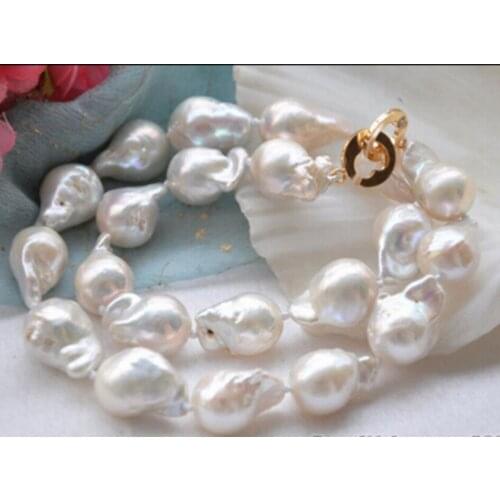 Jewelry Free Shipping Lustre 17" 20mm WHITE DRIP BAROQUE KESHI REBORN PEARL NECKLACE> Factory Wholesale price Women Giftword J
