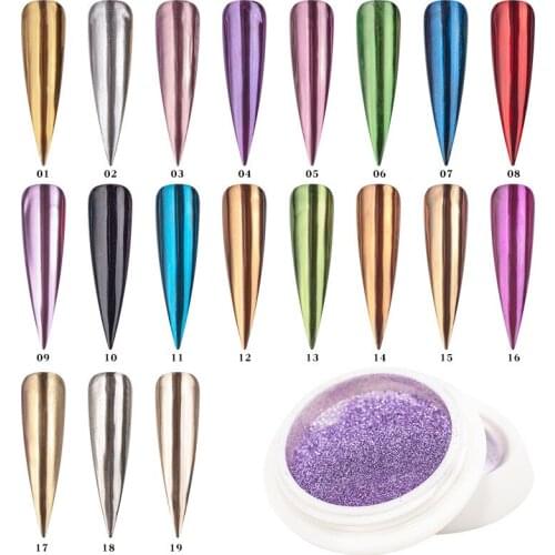 0.2g Nail Mirror Glitter Powder Metallic Color Nail Art UV Gel Polishing Chrome Flakes Pigment Dust Decorations Manicure