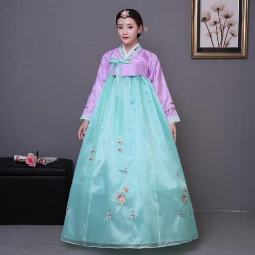 Women Korean Ethnic Costumes Embroidered Traditional Korean Hanbok Dress Dae Jang Geum Dance Costume Lady National Clothing 89