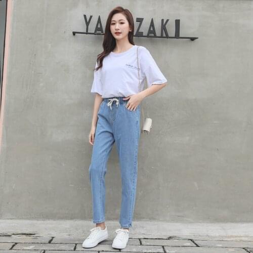 Womens Loose Skinny Radish Pants Degree Of Tightness Waist Jeans Woman High Waist Cotton Slim Stretch Leg Wide Jeans