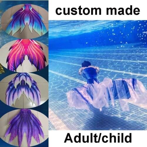 Adult kids Swimmable Mermaid Tail With Monofin Women Bikini Swimsuit Beach Vacation Photos Props Cospaly Costume custom made