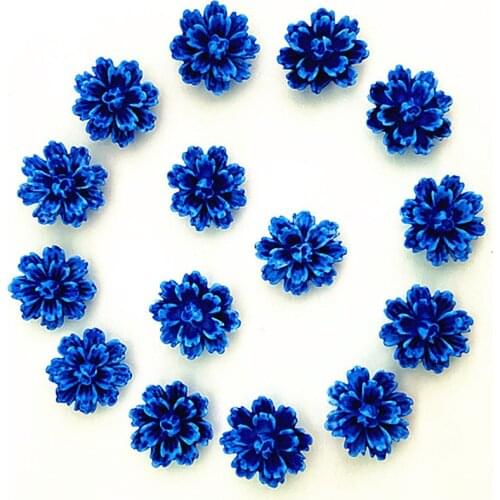 100 pcs. Blue DlY resin rose flower flatback appliques for phone / wedding / craft