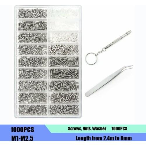 1000PCS/box Glasses Repair Screw Box, Home Watch Repair Tool, 18 Kinds of Combination Sets
