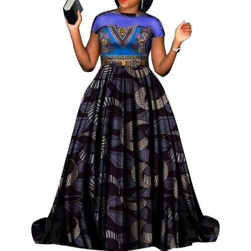 20019 Women African Dress Fashion Floor-Length Ball Gown Lady Elegant Wedding Party Dresses Plus Size African Clothing WY3876