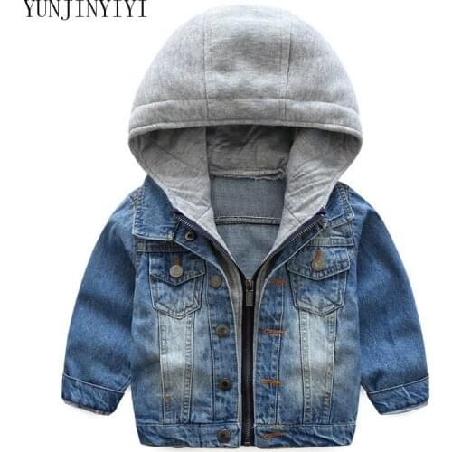 2018 childrens denim jacket boy jacket clothing fashion childrens cardigan childrens jacket denim hooded shirt