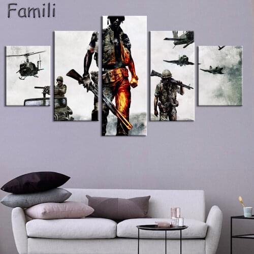 5 Panels Soldiers Modern Home Wall Decoration Painting Canvas Art Hd Printed Painting Canvas Wall Picture For Home Decor