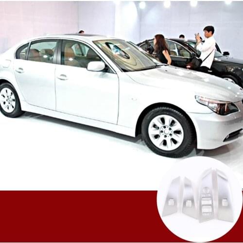 Car Interior Accessories For BMW 5 Series E60 525li 2004-2006 ABS Chrome/Carbon Fiber Texture Window Lifter Switch Button 4 Pcs
