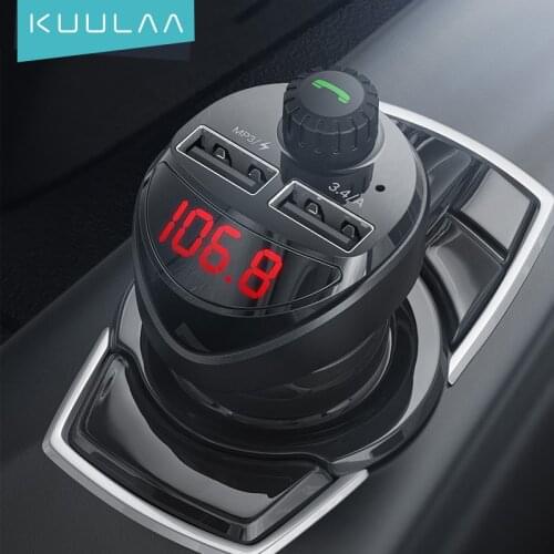 KUULAA 3.4A Car Charger FM Transmitter Bluetooth Audio Modulator MP3 Player Dual USB Mobile Phone Charger for iPhone Samsung