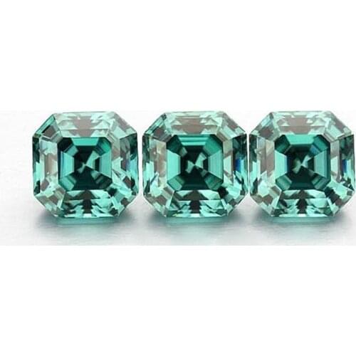 Free shipping Lab Created DVVS green color 1ct-7ct 1pcs Diamond Clarity fancy cut asscher cut Moissanites