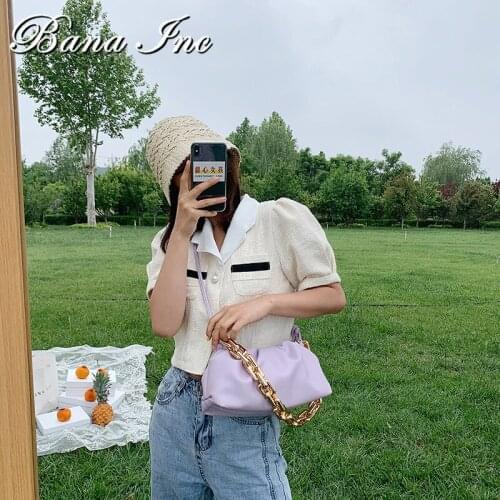 Brand Women Handbags With Thick Chain Hand Pouch Gold Chain Shoulder Bags Soft Leather Bag For Women Purses Trendy Crossbody Bag