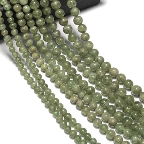 6mm 8mm Genuine Natural Brazil Green Apatite Stone Beads Round Loose Green Garnet Stone Beads For Jewelry Making DIY Strand 15